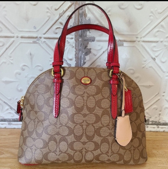 Coach Handbags - COACH PEYTON SIGNATURE CORA DOMED SATCHEL